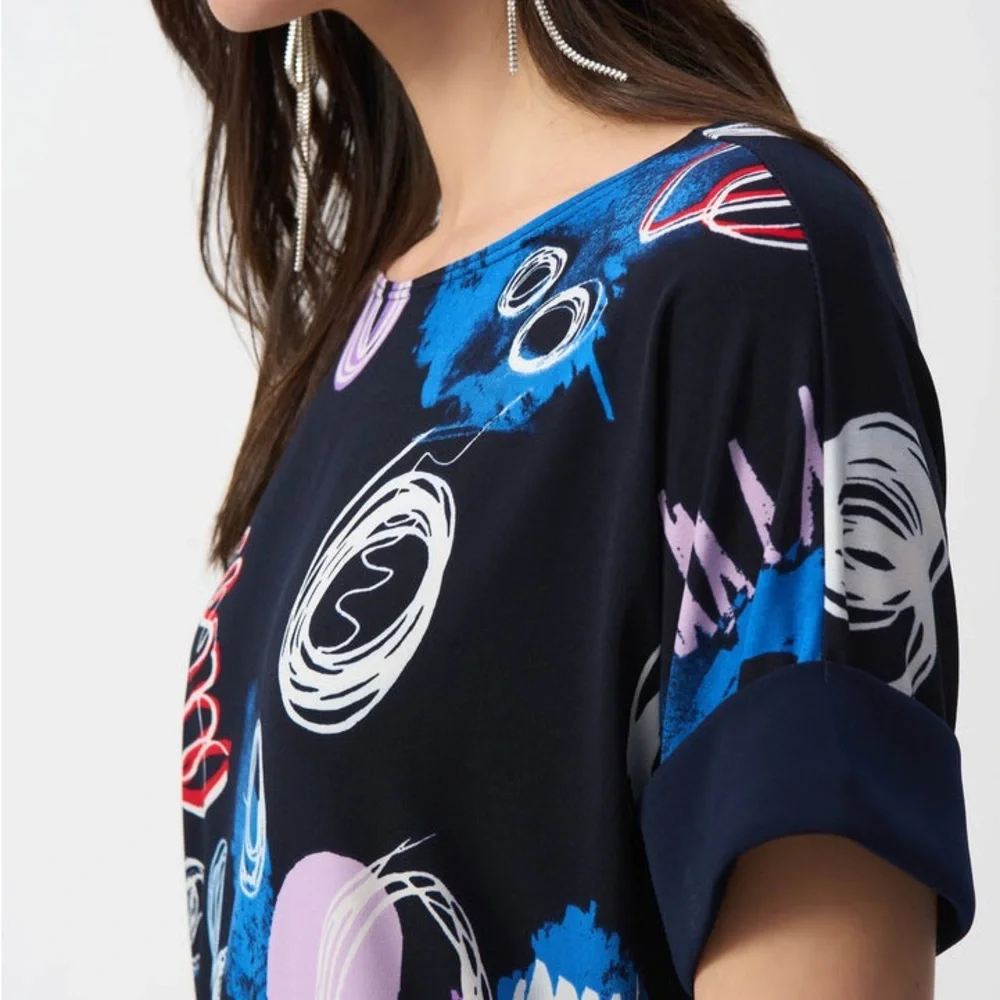 Joseph Ribkoff Abstract Boat Neck Top Style 251132 - Picture 7 of 8